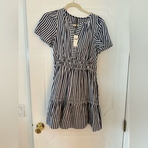 Anthropologie Black and White Striped Mini Dress
